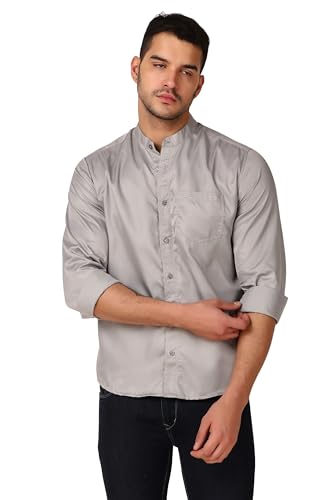 Image of Patrinus Pure Linen Mandarin Collar Full Sleeve Shirt