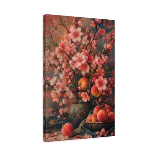 Tableau fleurs de pêcher vintage pour magnifier l'espace au-dessus du canapé