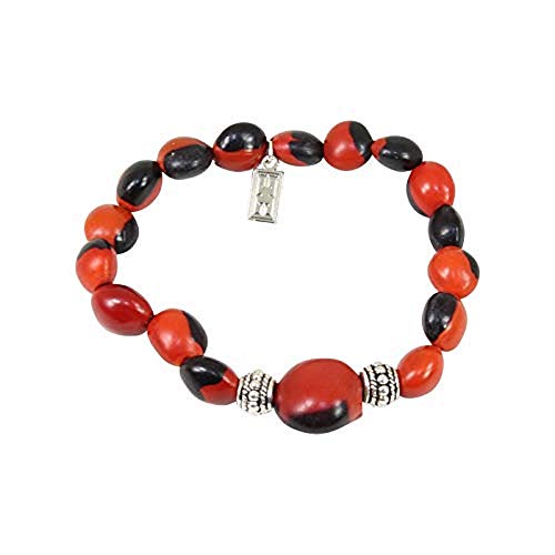 Image of EVELYN BROOKS Classic Stretchy Adjustable Beaded Bracelet for Women 6.5 inch - 7.5 inch w /Meaningful Good Luck Huayruro Seeds Beads - Great Gifts for Mom, Daughter, Sister, Aunt, Girlfriend