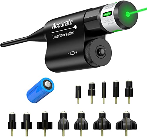 KinZon Viseur à alésage Laser Bore Sighter pour Calibre de 0.17 à 0.78 (12GA), kit de visée à alésage Vert pour des Lunettes de visée des Armes de Poing Airsoft Cover