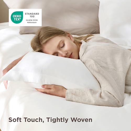 Image of Bedsure Textured Duvet Cover Queen Size - Cotton-Like Polyester Jacquard Duvet Cover Set for All Seasons - 3 Pieces Ultra Soft Bedding Set with 2 Pillow Shams, NO Comforter (White, Queen, 90 inchx90 inch)