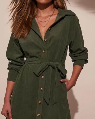 Robe mini en velours côtelé R.Vivimos avec poches pratiques et col V élégant - 4