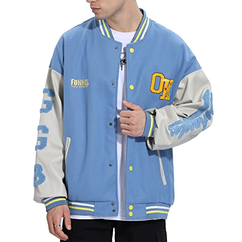 GIJOVANA Veste Baseball Homme Bomber Universite Americaine Blouson Lettre Broderie Unisexe Varsity Jacket Femme Vintage Mode