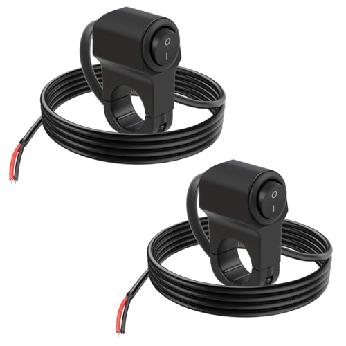 2PCS Interruptor de Manillar de Motocicleta 12 V Moto ATV Interruptor de Faro de Manillar Impermeable Faros Antiniebla, ATV Quad con Cable 50 cm