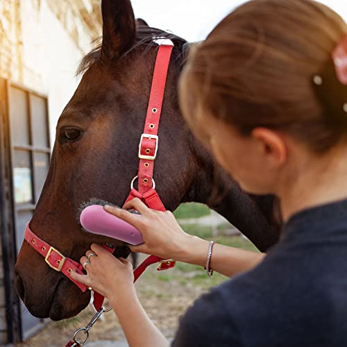 Harrison Howard Horse Grooming Kit 11-Piece Equine Care Series Horse Brush Sets With Organizer Tote Bag Tack Room Supplies Shedding Grooming Massaging Tools-Cherry Pink #TOP3