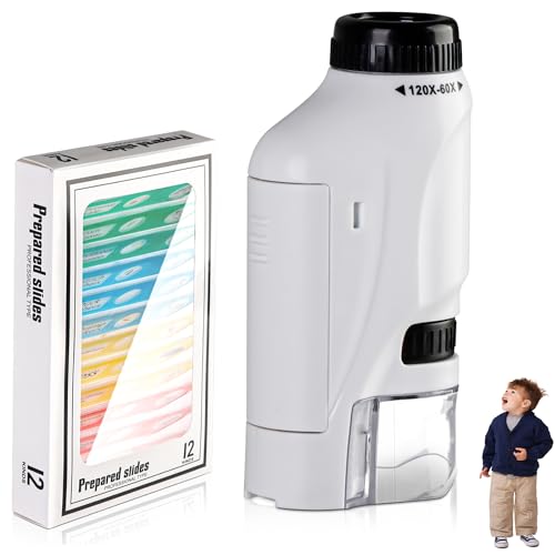2024 Minilabsters Children's Mini Microscope, Mini Labsters Portable Microscope, Handheld Pocket Microscope (White)