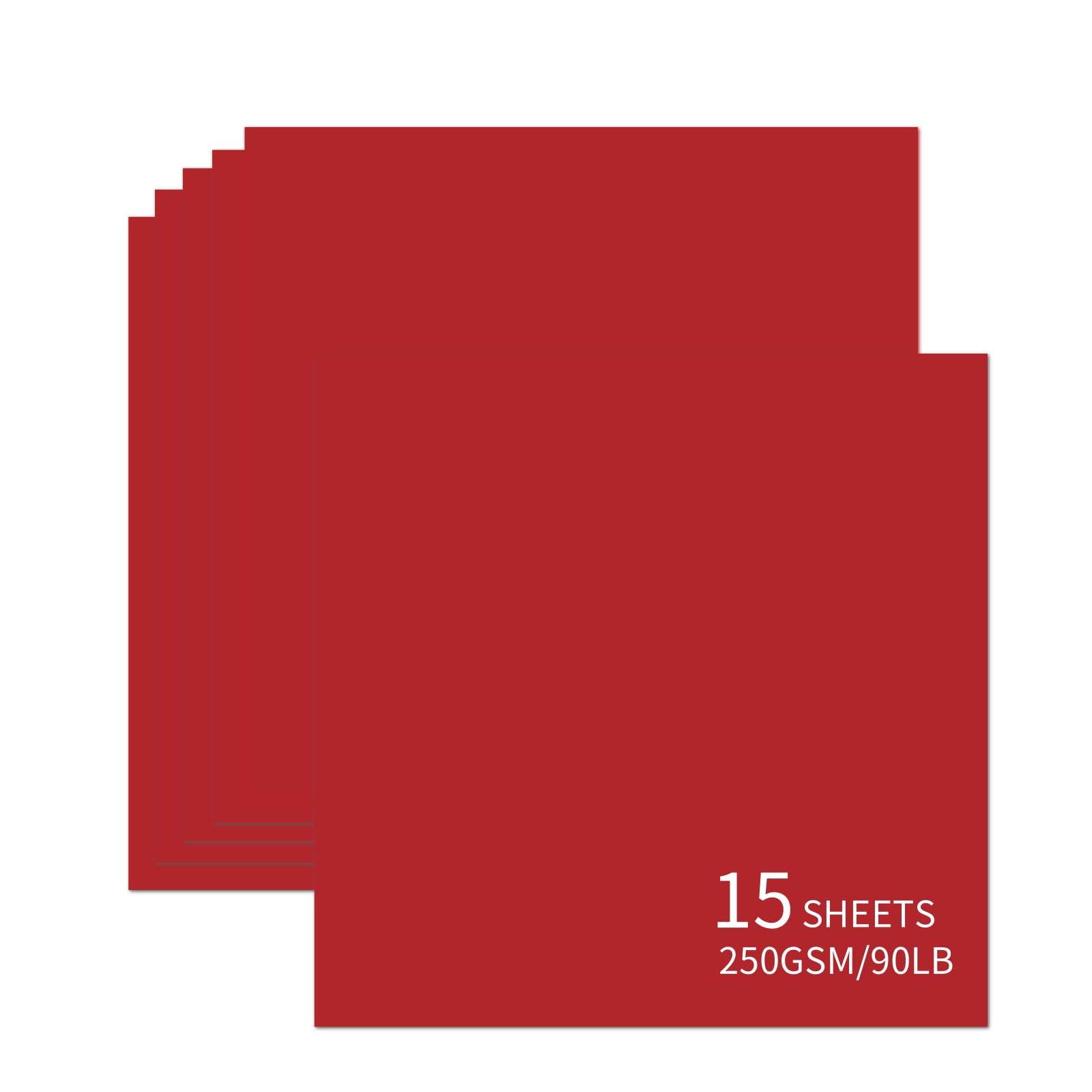 15 Sheets Red Cardstock 12"x12",250gsm/90lb Heavyweight Cardstock Paper, Thick and Smooth Card Stock Perfect for Card Making, Scrapbooking and Crafts