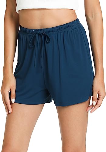 Image of GYS Women's Bamboo Viscose Cooling High Waisted Pajama Shorts | Moisture wicking, Breathable, Tagless, Soft stretch, Elastic waist with drawstring, for hot flashes & summer sleep