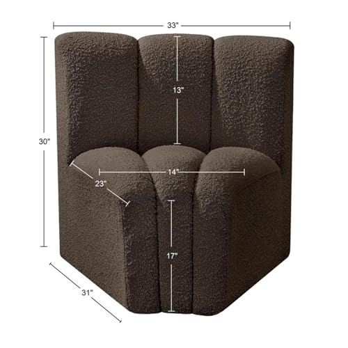 Sillón Curvo Marrón Tela Bouclé miniatura 3