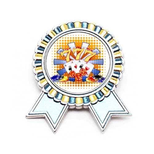 Broche jetons de dés de casino et poker en métal taille M pour veste