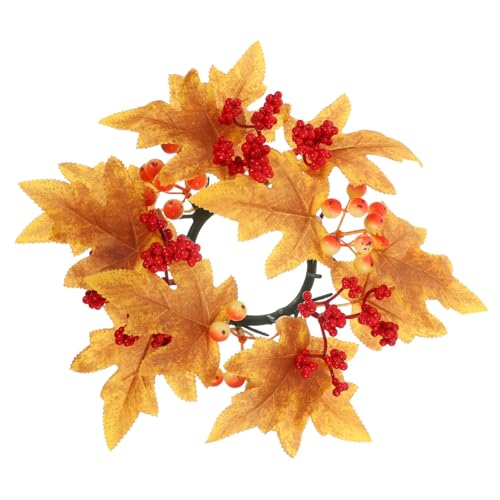 ULDIGI Fall Leaf Candle Ring Wreath for Thanksgiving Table Centerpiece Artificial Decor for Home Parties and Gatherings Vivid Design for Weddings and Festivals