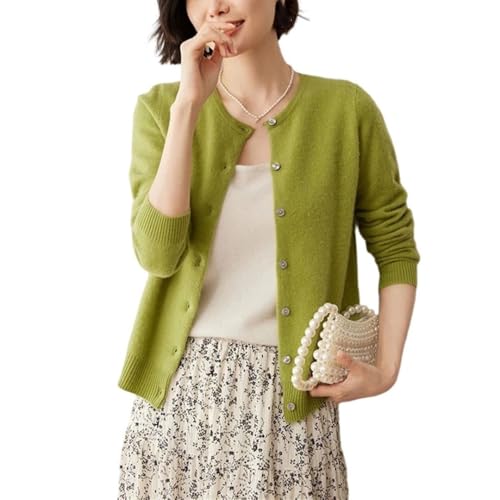 Women's O Neck Cashmere 100 Percent Button Cardigan Knit Warm Long Sleeve Sweater