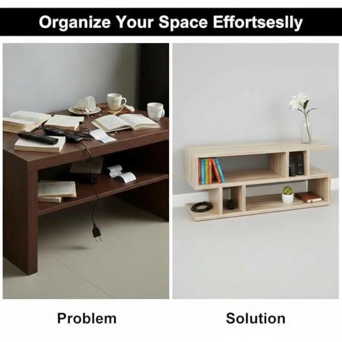Image of FURLAY Zentro Classic Oak Coffee Table for Living Room, Modern Engineered Wood Center Table with Multi-Level Open Storage Shelves, 90 x 40 x 40 cm (FWCT2-Classic Oak)