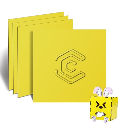Creatorally Colorato Compensato 3mm, Legno di Tiglio per Laser 30x30 cm 4 Pezzi, Colori Compensati per Incisione e Taglio Pirografia Fai Da Te (Giallo)