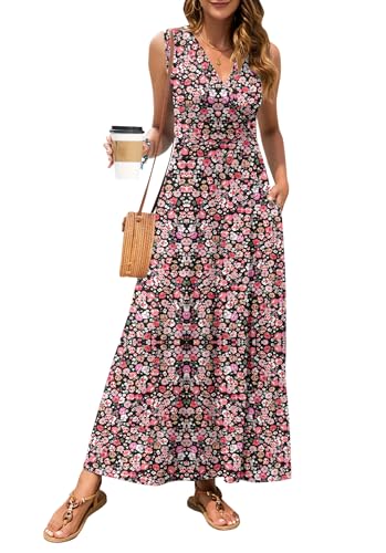 Image of MISFAY Women Maxi Dress Sleeveless Wrap V Neck Summer Boho Casual