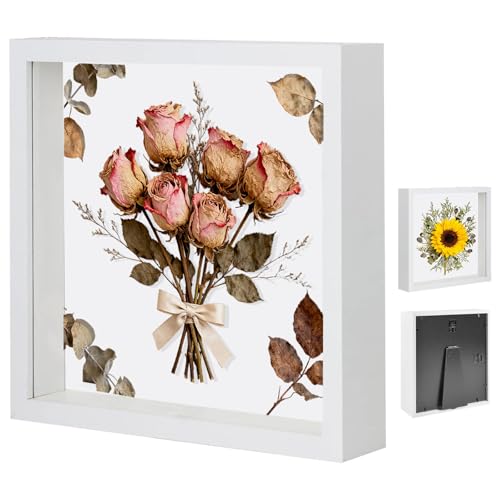 Cadre Photo 3D, Cadre Objet Profond 3 cm, Cadre Photo Profond à Remplir 30 x 30 cm, Cadre Stéréoscopique Carré, avec Plaque Acrylique Transparente, pour...