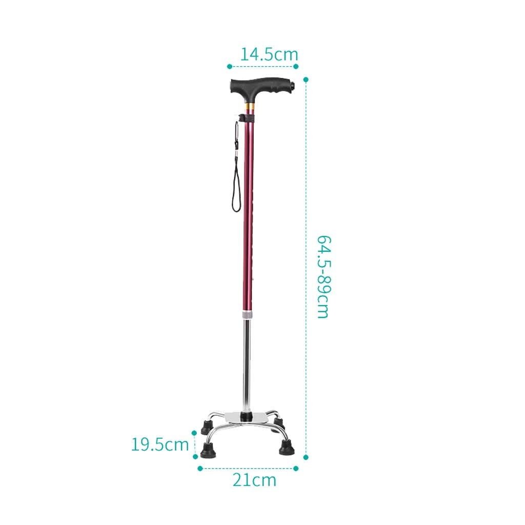 Muletas for Ancianos, bastón telescópico de Cuatro Patas Antideslizante Multifuncional, muletas Ligeras de aleación de Aluminio