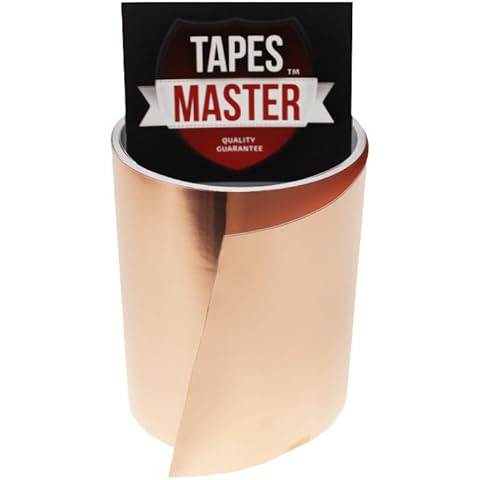 Tapes Master 4" x 10ft - 1 Mil Copper Foil Tapes - Copper Conductive Adhesive Tapes for Guitar Cavity Shielding Gardening, Soldering Jewelry, Art Crafts Cover