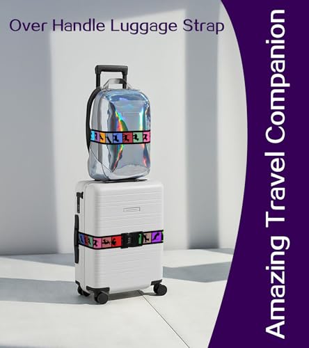 Image of Luggage Straps for Suitcases Travel Belt Luggage Band with Lock Heavy Duty Traveling Luggage Identifier Cat Colorful Cute Women Girls Unique Accesory Personalized