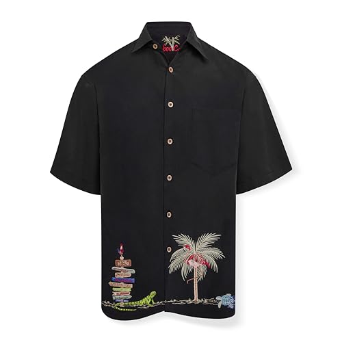 Caribbean Treasures Tropical Style Men's Embroidered Camp Shirt
