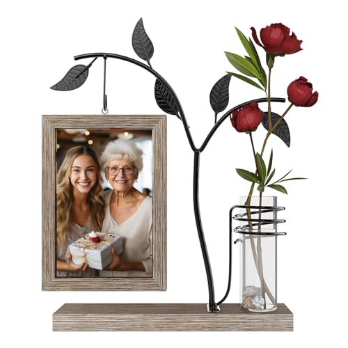 Aresvrgo Cadre Photo 10x15 Bois Vintage,Cadre Photo Personnalisé avec Photo pour 2 Photos,Rotatif Cadre Photo Double,Cadre Famille Personnalisé,Cadeau de NoëL ou D'Anniversaire (Marrone Scuro)