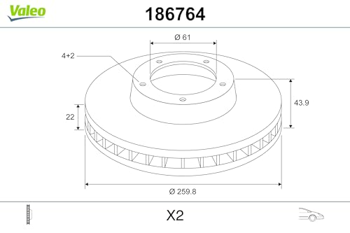 Valeo - Dischi Freno Oliati - 186764 - Confezione Contenente 2 Dischi Ventilati - Asse Anteriore - Design E Qualità Simili All'originale - Valeo, Esperto Di Frenatura Dal 1923 - 3
