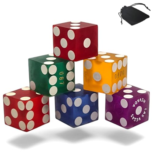 6 Authentic Nevada Casino-Used Dice Set + Pouch | Frosted Finish