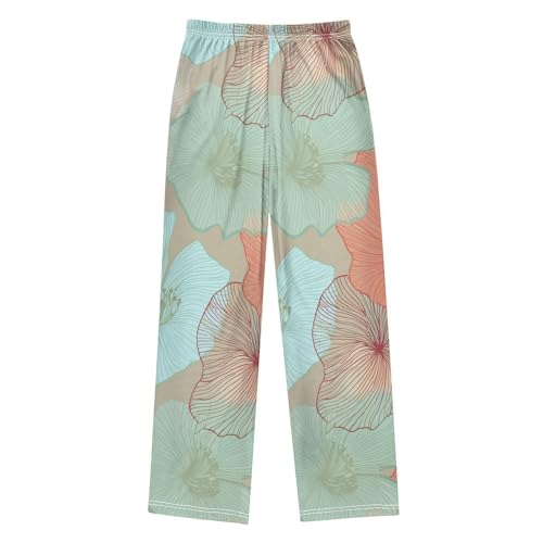 J JOYSAY Floral Hibiscus Blossom Beige Pajamas Pants Soft Long Pajama Bottoms Lounge Sleep Pants Size S-XL2