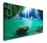 Paul Sinus Art Wasserfall in Thailand 120x 60cm Panorama Leinwand Bild XXL Format Wandbilder Wohnzimmer Wohnung Deko Kunstdrucke