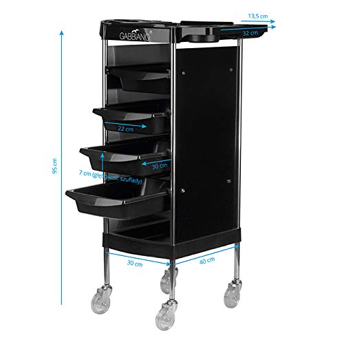 ACTIVESHOP Gabbiano FX11-B - Carro de peluquería con ruedas, color negro