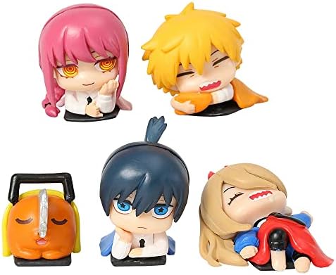 BGVEI Chainsaw Man Figure Sleeping Set Denji Power AKI Makima Action Figures Anime Figurine Collection Desktop Decor PVC Model Statue Toy Gift for Anime Fans
