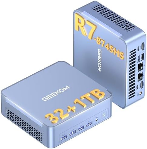 41nGLLThUnL. AC | Shopper Crate GEEKOM AX8 Max Mini PC with AMD Ryzen 7 8745HS Dual 2.5GbE LAN Port(Beat Ryzen 7 H255)| 32GB DDR5, 1TB NVMe SSD | Radeon 780M, USB4.0(40Gbps), Quad Display| Windows 11 Pro Gaming,Office,Video Editing