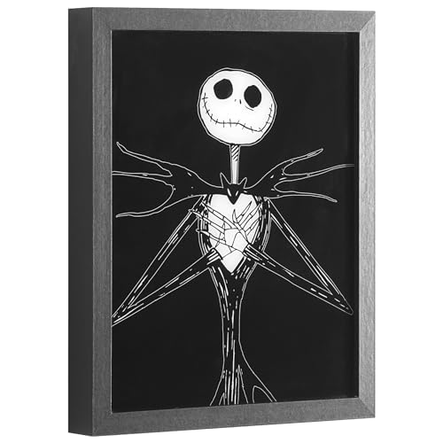 Disney Nightmare Before Christmas Jack Skellington LED Dual Wall Art, Gothic Halloween Décor, Black & White Skeleton Character Print, Tim Burton Nightmare Before Christmas Artwork, Spooky Home & Office Decoration in Black Frame, by Idea Nuova - Used condition - Image 5