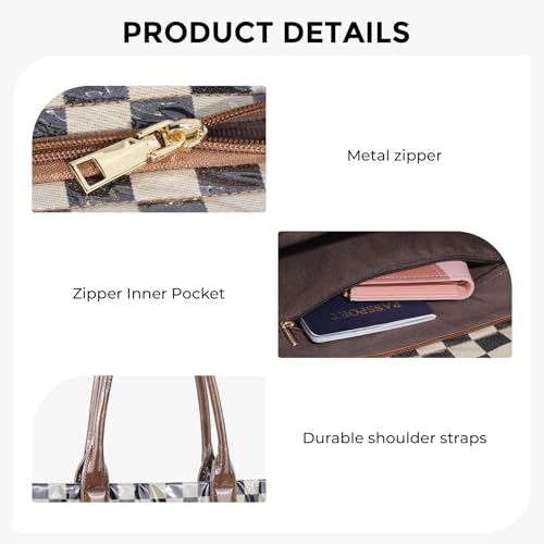 Bolso Tote Cuadrillé Grande para Mujer miniatura 4
