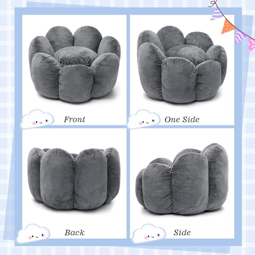 Image of HOMMPA Bean Bag Chair for Kids Boys and Girls Comfy Beanbag Shell Shape Bean Bags Small Lazy Sofa for Living Room Bedroom Grey