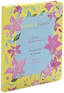 Hassett Green London - Honeysuckle & Jasmine Scented Drawer Liners - Single Pack of 6 Sheets size 600 x 400 mm (Single)