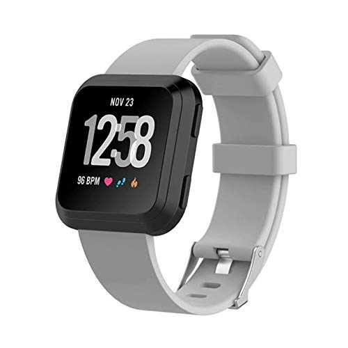 Pulseira Silicone para Fitbit Versa - Fitbit Versa 2 - Fitbit Versa Lite - Marca Ltimports (Cinza)