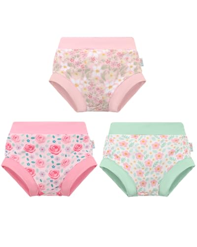 Image of ALVABABY 3 Pack Reusable Baby Girls Swim Diapers UPF 50+ Washable Toddler Beach Diapers