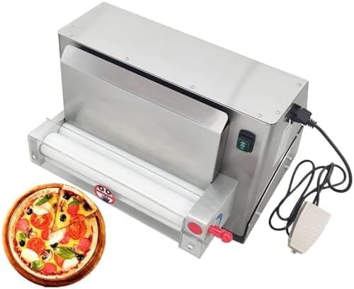 Macchina Elettrica per Pressare la Pasta, Stendipasta Automatico con Spessore Regolabile 0.7-5.4mm e Pedale, Acciaio Inox per Pizza, Pasta Fresca e Pane Piatto, Cucina Domestica e Professionale,40cm