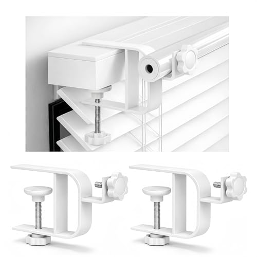 Inside Mount Curtain Rod Bracket for Blinds No Drill Blind Adapter Easy 1-Min Tool-Free Install No Wall Damage Adjustable 0.82.2 Headrail Fits 1 Rod for Apartments & Rentals White 2 Pack