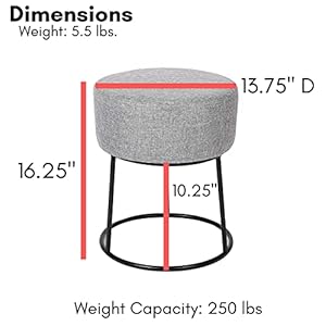 Birdrockhomefootrestlinenottomanupholsteredvanitychairwithblackmetallegssoftpaddedroundstoolforlivingroombedroomkidsroomcompactfootstoolforcouchchairdeskgrey Urban Country Home Decor Birdrock home foot rest linen ottoman upholstered vanity chair with black metal legs soft padded round stool for living room bedroom kids room compact foot stool for couch chair desk grey urban country home decor