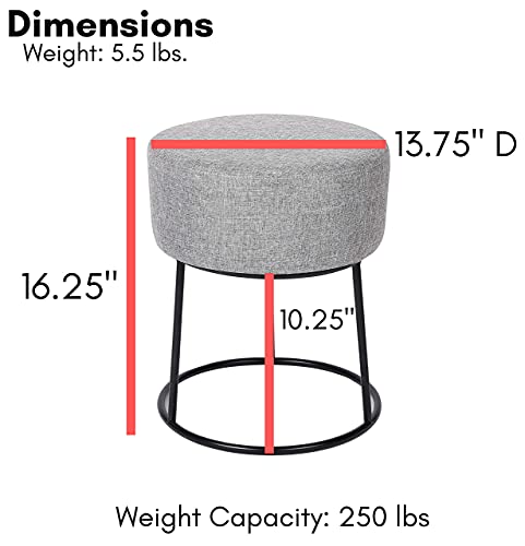 Birdrockhomefootrestlinenottomanupholsteredvanitychairwithblackmetallegssoftpaddedroundstoolforlivingroombedroomkidsroomcompactfootstoolforcouchchairdeskgrey Urban Country Home Decor Birdrock home foot rest linen ottoman upholstered vanity chair with black metal legs soft padded round stool for living room bedroom kids room compact foot stool for couch chair desk grey urban country home decor