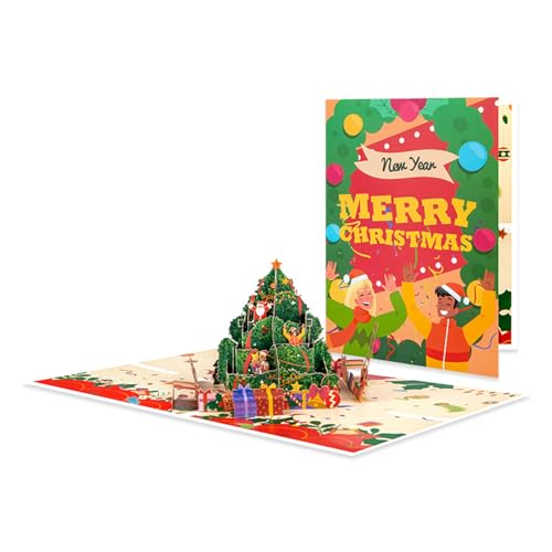クリスマスツリー ポップアップ グリーティングカード フェスティバル ギフト ポストカード 折りたたみ式招待状 封筒付き パーティー用品 オフィス パーティー クリスマスカード