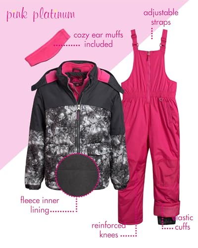 Image of Pink Platinum Girls Snowsuits - 2 Piece Waterproof Toddler Winter Jacket and Ski Pants - Winter Clothes for Girls (2T-16)