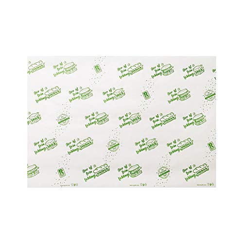 2000 Blatt Bio Hamburgerpapier Sandwichpapier Frischhaltepapier XL fettdicht 32g/m² für Burger Sandwiches Snacks eco-friendly Neutraldruck Grün 33x40cm biologisch abbaubar