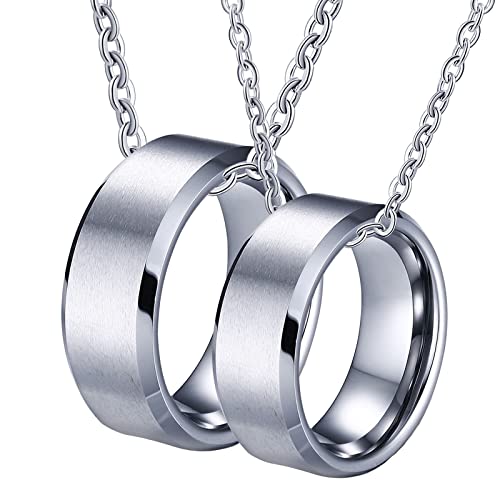 Colliers couple pour 2 en tungstène, le cadeau idéal avec gravure personnalisable