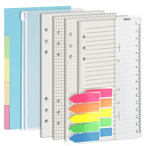 Inserts de planification A6 avec intercalaire en papier et cadeau, rechargeables pour recharges Filofax, Harphia, recharge de 6 anneaux, uni, 80 feuilles/160 pages pour une épaisseur de 100 g/m² Cover