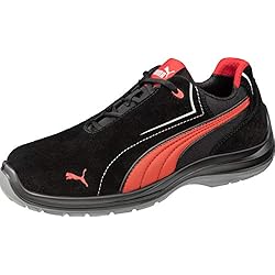 Botas De Trabajo Puma Hombre PUMA Zapatos de seguridad Safety Touring Black Suede Low S3 ESD SRC, con puntera de fibra de vidrio, antideslizantes, sin metal, unisex, color Negro, talla 43 EU