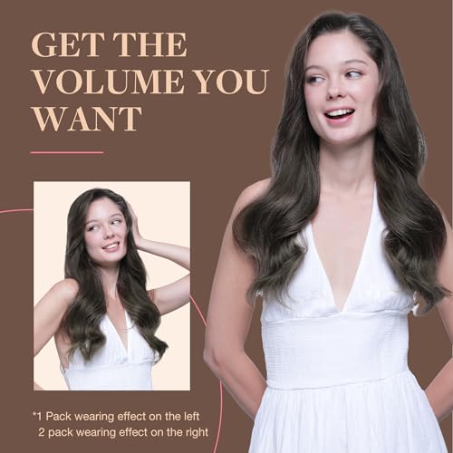 Image of GOO GOO Clip in Hair Extensions Real Human Hair, Remy Human Hair Extensions Clip ins for Women, Natural Human Hair, 18inch 120g 7Pcs, 1C Mocha Brown