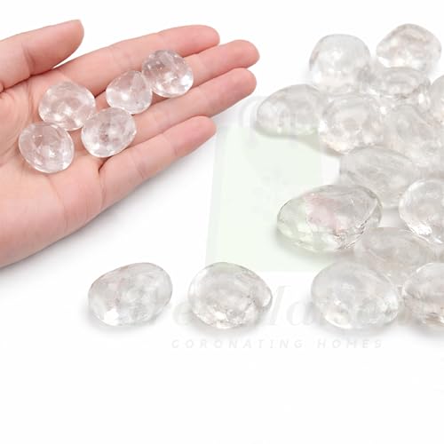 Image of Crystal Clear Quartz Tumble Stone Pebble Tumbled Gemstone for Reiki Healing Vastu Correction Gravels for Aquarium Home Decor Garden Table 100 Gm